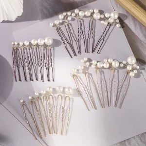 Forest Style Sweet Accessories Bridal Hair Pins Pearl U Shaped Headpiece 12 Pcs Set Simple Updo Hair Accessory for Ladies