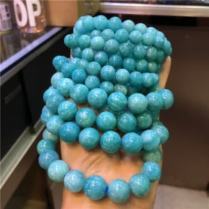 Fortune Natural Amazonite 8mm 10mm 12mm Bracelet Women’s Fashion Crystal Jewelry Birthday Gift