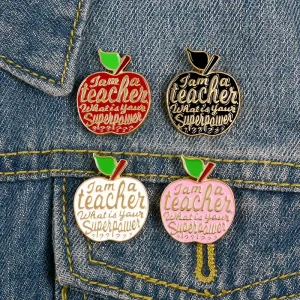 Four Color Apple Themed Alloy Brooch Pin Badge Personality Design for Teachers Christmas National Day Halloween