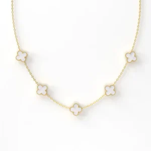Four Leaf Clover Pendant Stainless Steel Necklace Lucky Light Luxury Long Sweater Chain Fashion Accessories