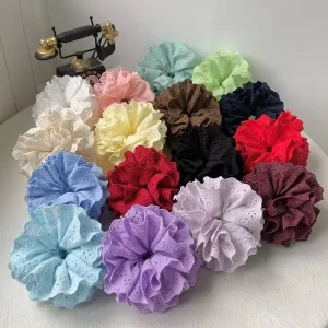Four layer Oversized Scrunchie Sweet Candy Color Embroidered Lace Hair Scrunchies Hair Ties Ponytail Holder Hair Accessories