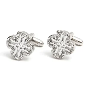 Fourleaf Clover Crystal Diamond Cufflinks Custom Men’s Suit Shirt Fashion Accessory Wedding Tuxedo Trendy Jewelry Gift