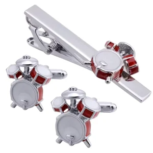 Frame Drum Novelty Cufflinks Tie Clip Gift Set Custom Men’s Suit Shirt Wedding Tuxedo Jewelry