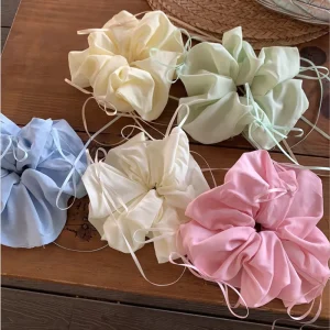 French Ballet Style Bow Large Hair Scrunchies Ribbon Ponytail Scrunchy Girls Sweet Hair Accessories