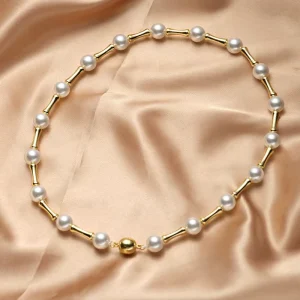 French Deep Sea Imitation Pearl White Necklace Summer Women’s Regular Chain