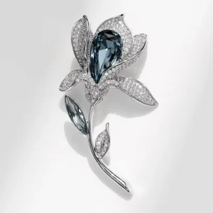 French Fashion Clothing Accessories Copper Crystal Tulip Brooch Gift Woman