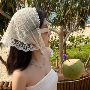 French Girls Hairband Women Hairhoop Lace Triangular Scarf Girls Hair Accessories