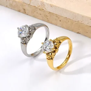 French Ladies Fashion Accessories Luxury Design Exquisite Wedding Party Zircon Jewelry Stainless Steel Rings ALN2601000113