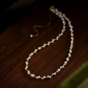 French Light Luxury Woven Natural Freshwater Pearl White Geometric Clavicle Chain Necklace Niche High end Fashion Women’s New