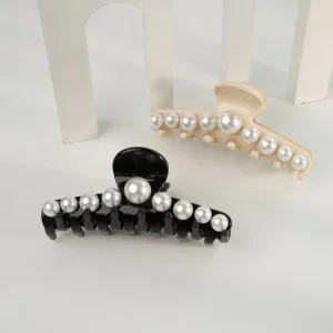 French Luxury Deluxe Pearl Hair Grab Claw Card Simple Shark Clip Hair Back Head Headpiece Hair Accessories