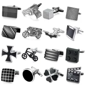 French Shirt Cufflinks Brass Material Black Enamel Sleeve Nail Motorcycle Twist Bicycle Styling Cufflinks
