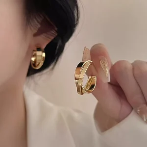 French Style Female Ins Fashion Drop Earrings High-End and Atmospheric Metal Wind Rings with Elegant Style
