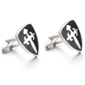 French Style Shirt Copper Alloy Gentleman Fashion Men Enamelled Black Luxury Shield Cufflinks Cuff Links