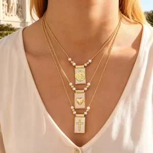French Style Trendy Star Moon Heart Pendant Necklace Gold Plated CZ Choker Chain Fashion Jewelry for Women Gift