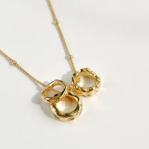 French Vintage Light Social Fashion OL Irregular Texture Three Ring Detachable Necklace High Quality Costume Jewelry