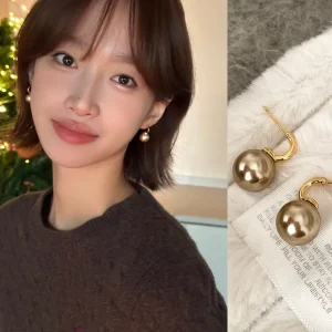 French Vintage Pearl Geometric Stud Earrings Gold Plated Copper with 925 Sterling Silver Party Fashion Jewelry