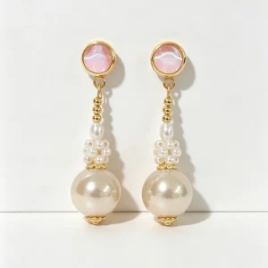 French Vintage Woven Pearl Crystal Earrings Fashion Palace style Beaded Stud Earrings for Women
