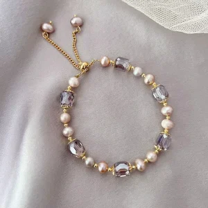 Fresh Water Pearl Gemstone Crystal Bracelet For Women DIY Healing Stone