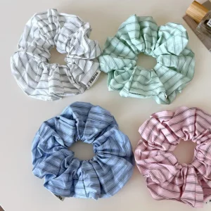 Fresh and Simple Style Striped Fabric Hair Band Durable Washable Hair Scrunchies for Long Hair Girls Fancy Elastic Band