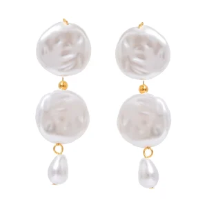 Freshwater Pearl Earrings Geometric Pearl Pendant Earrings 18k Waterproof