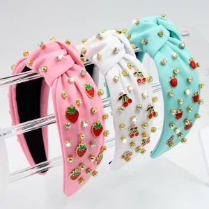 Fruit Charm Knotted Headbands Multi Color Hair Hoops Cute Summer Hair Accessories