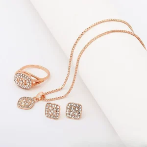 Full Crystal Necklace and Earrings Set for Women