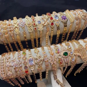 Full Diamond Micro Inlaid Zircon Bracelet Gold Geometric