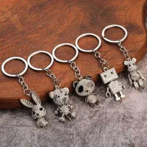 Full Rhinestone Bear Keychain Minimalist Fashion Alloy Bag Pendant Trendy Unisex Key Accessory
