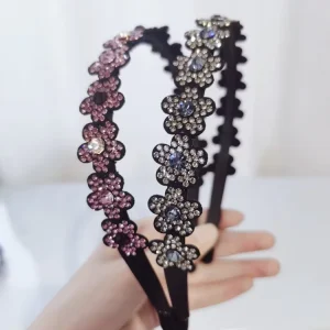 Full Rhinestone Plastic Hairband Women’s Diamond Flower Hair Hoop Crystal Headband for Girls