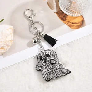 Fun Halloween Cartoon Alloy Keychain Accessory Sparkling Ghost Keybag Accessories Keychain Halloween Gift