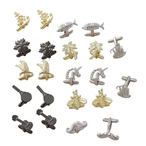 Fun Men’s Cufflinks Fashionable and Cute Style Gold Silver Black French Shirt Accessories Brass Stock KERONG Gift