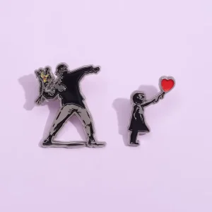 Fun Metal Crafts Girl Balloon Flower Brooch for Lapel Pin Lovely Artful Collar Badge for Clothes Brooches Jewelry