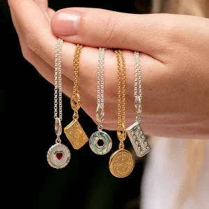 Fun Stainless Steel Gold Plated Pendant Teapot Cookie Lightning Moon Heart Charm Necklace Bracelet DIY Accessories
