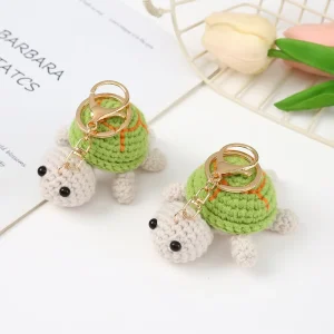 Funky Handmade Crochet Small Turtle Keychain Cute Animal Pendant Keychain Best Friend Couple Car Decoration Gift