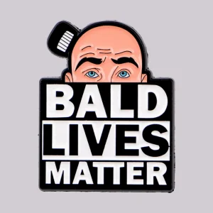 Funny Bald Enamel Plated Pin Vintage Brooch for Badge Backpack Clothing Accessories Fashion Jewelry Fathers Day Gift