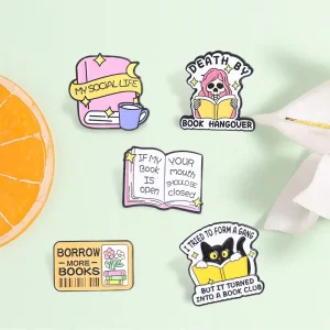 Funny Book Lover Enamel Pin Set Sarcastic Reading Quotes Brooch for Backpack Decoration