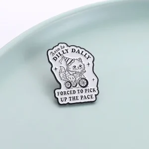 Funny Cat on Bicycle Enamel Pins Humorous Brooches Lapel Pins Badge on Backpack Costume Accessories Animal Jewelry Birthday Gift