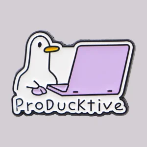 Funny Duck Enamel Pin Brooch Black Nickel Plated Animal Jewelry
