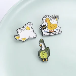 Funny Duck Wearing Dinosaur Costumes Enamel Pin Quack Ugly Ducking Superior by Nature Tired As Duck Brooch Badge Jewelry Gifts