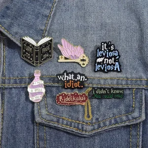 Funny English Book Series Cartoon Brooch Geometric Creative Pattern Pins Clothing Accessories Decoration Badge