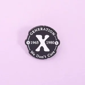 Funny Gen X Fruit Badge Enamel Pins We Don’t Care Metal Brooches Bag Lapel Humor Jewelry Gift