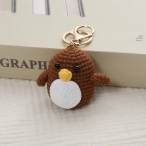 Funny Handmade Crochet Little Penguin Mini Purse Keychain Cute 3D Pattern Doll Animal Keychain for Women Gift