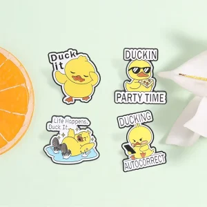 Funny Pun Yellow Duck Enamel Pin Humorous Slogan Brooch For Backpack Decor