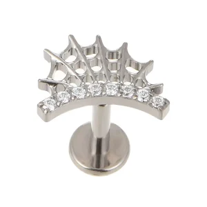 Fuxuan ASTM F136 Titanium Crown Shape Ear Cartilage Stud Fashion Labret Flat Back Earring Body Piercing Jewelry