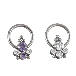 Fuxuan ASTM F136 Zircon Cluster Captive Bead Rings Septum Piercing Hoop Ring Nose Ring Fashion Piercing