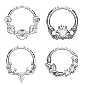 G23 ASTM F136 Titanium 16G Nose Ring Butterfly Flower Zircon Earrings Body Piercing Jewelry