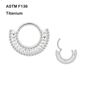 G23 ASTM F136 Titanium CZ Paved Septum Nose Clicker Rings Hinged Segment Rings Luxury Fashion Daith Ear Piercing Women Jewelry