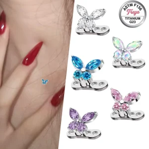 G23 F136 Titanium Butterfly Dermal Anchor Piercing Jewelry Microdermals Body Piercings Studs on Top Jewelry