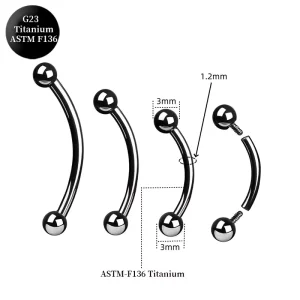 G23 F136 Titanium Gold Plated Classic Ball Curved Barbell Navel Piercing Earrings Rod Internally Threaded Piercing Pin