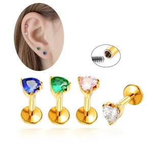 G23 Hypoallergenic ASTM F136 Titanium Internally Thread Tragus Earrings Flat Back Labret Cartilage Lip Piercing Jewelry